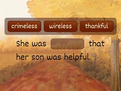 Suffix ful and less Sentences