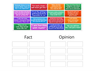 Checking My Thoughts - Facts versus Opinion