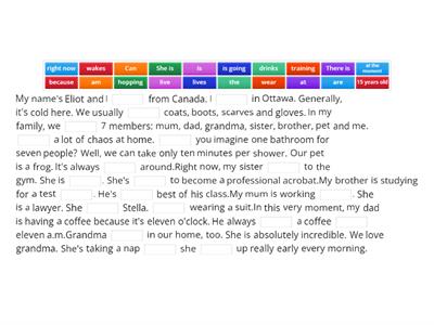  Read and complete - Present simple and continuous