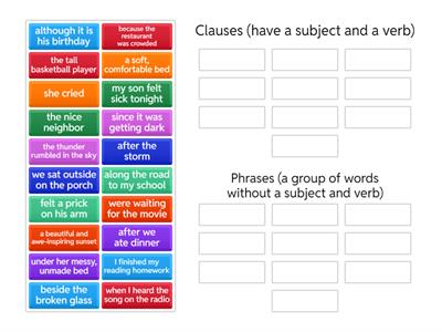 Clauses and Phrases Sorting Activity - Jackson