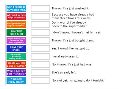 Present Perfect matching A2 