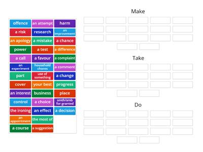 Gateway to the world B2+_Unit 2_Collocations with take, make and do