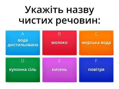 Тема: Чисті речовини та суміші. Способи розділення сумішей