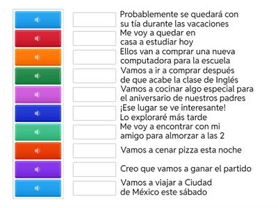 Will / Going to / Present continuous - Listening Translation 