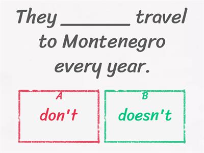 Present Simple (doesn't/do)