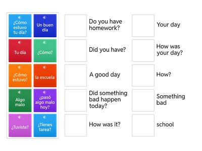 After school questions: Questions and phrases