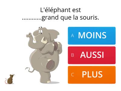 La comparaison - moins, aussi, plus