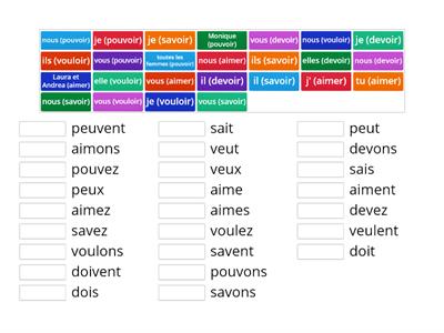 pouvoir, vouloir, devoir, aimer