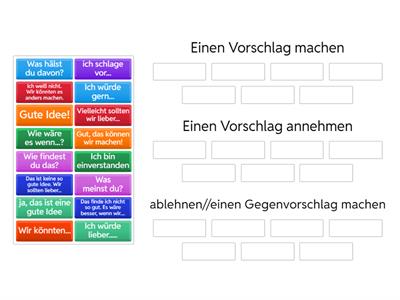 einen Vorschlag machen-annehmen-ablehnen