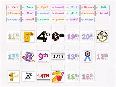 Ordinal Numbers Match