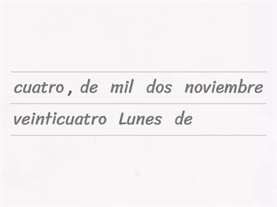 LA fecha de:  Hoy, Ayer, Anteayer, Mañana, Pasado mañana... Nov