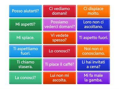 TRANSLATIONS 2: ITALIAN TO ENGLISH - A1.  SUBJECT & OBJECT PRONOUNS