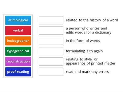 match words to definitions