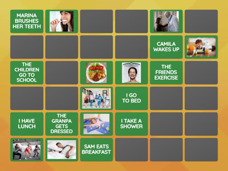 Daily routine memory game matching pairs