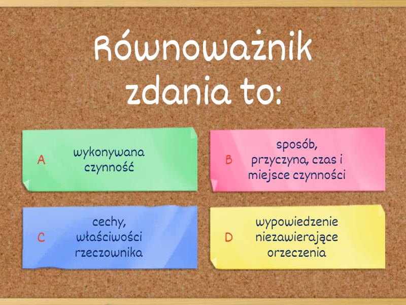 Przydawka Dopełnienie Okolicznik Części zdania - podmiot, orzeczenie, przydawka, dopełnienie, okolicznik