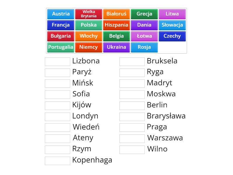 Województwa I Ich Stolice Quiz Państwa i ich stolice - Match up