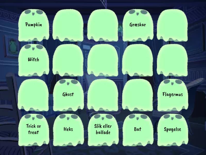 Memory halloween words matching pairs