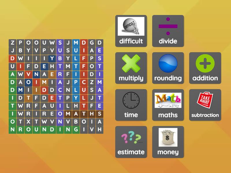 Maths wordsearch