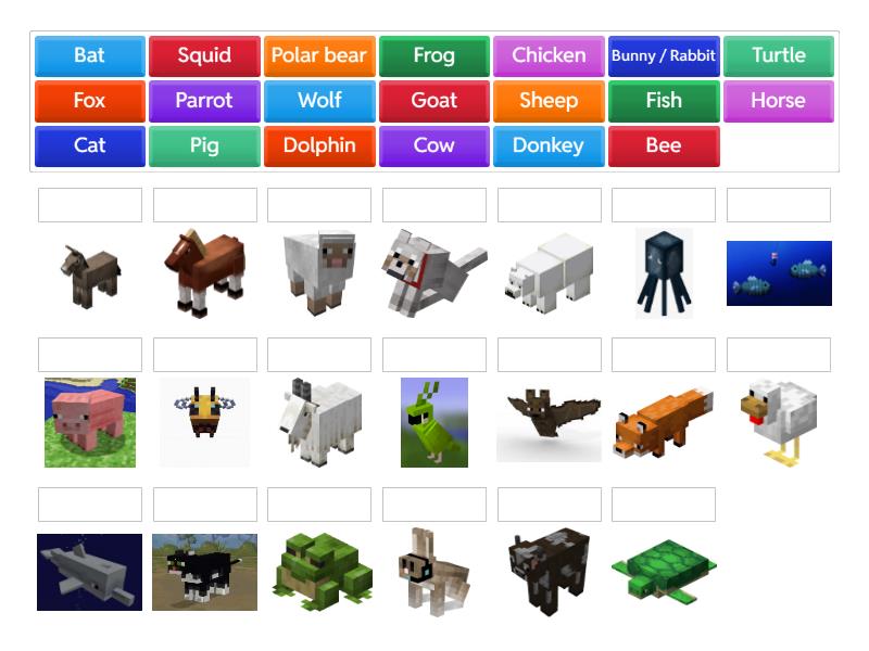 Animals in Minecraft - Match up