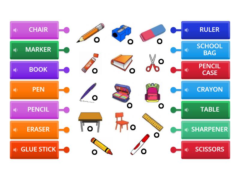 Clil school objects labelled diagram