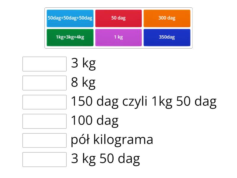 Test Jednostki Masy I Długości Jednostki masy - Match up