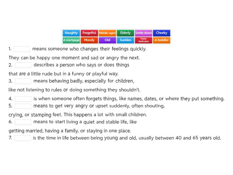 EF Int+ Stages of life - Complete the sentence