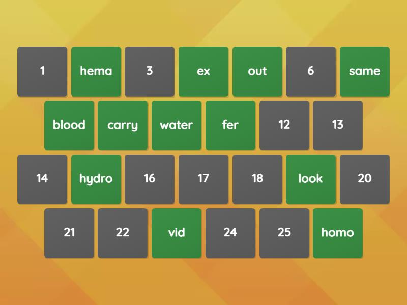 Root Word List #3A - Matching pairs