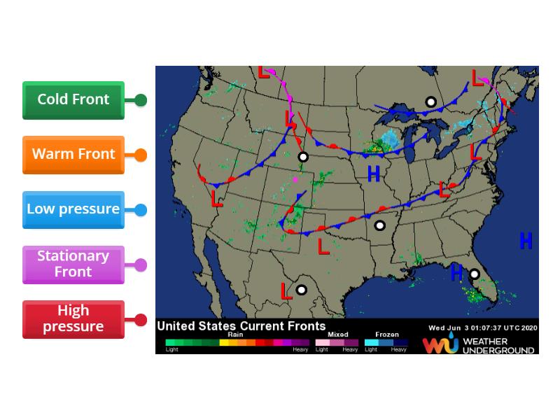 Weather Map Symbols - Labelled diagram