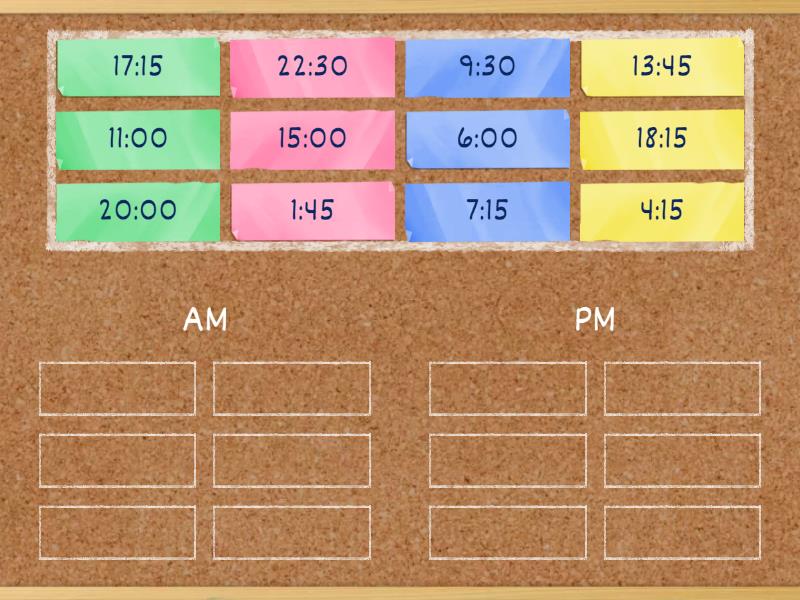 wordwall conversion of 12 hour clock to 24 hour clock