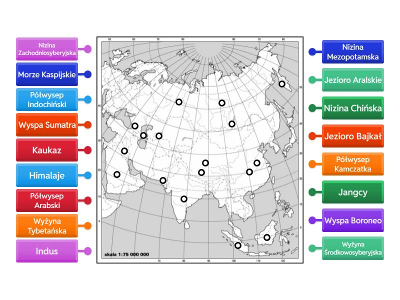 Kartkówka Geografia Klasa 8 Azja Azja - mapa - Labelled diagram