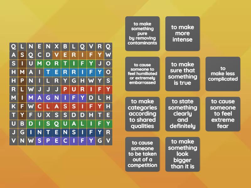 Suffix fy word search wordsearch