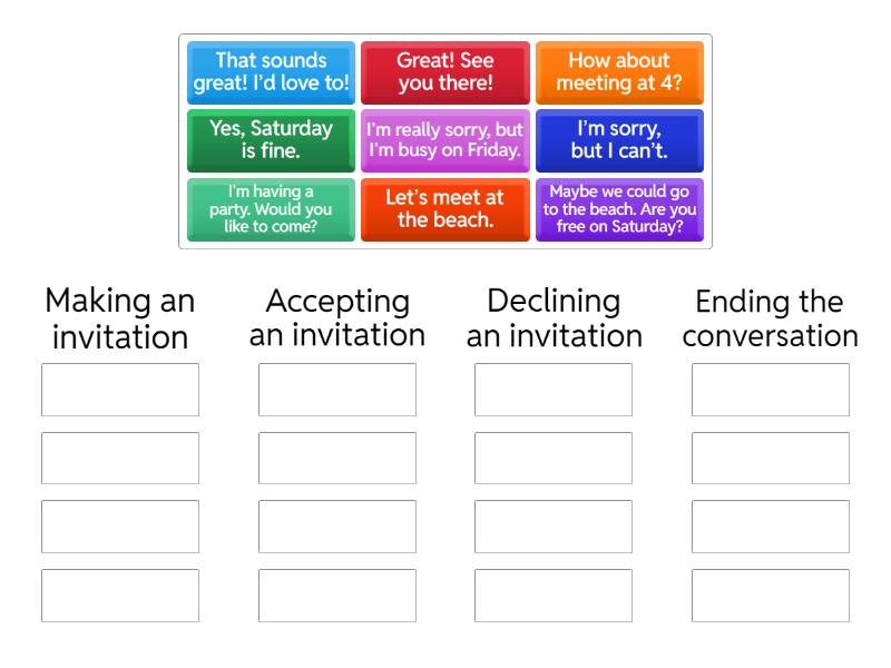 Making An Invitation - Group Sort