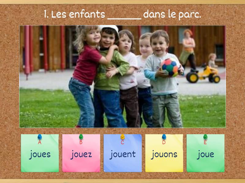 Les verbes au présent 1er groupe - Quiz