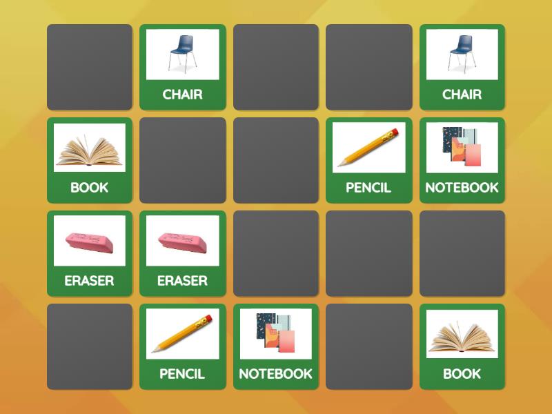 School objects matching pairs