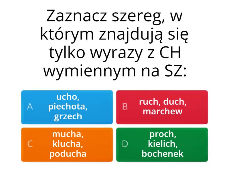 Ch Wymiennym Na Sz Karty Pracy CH wymienne na SZ - Test