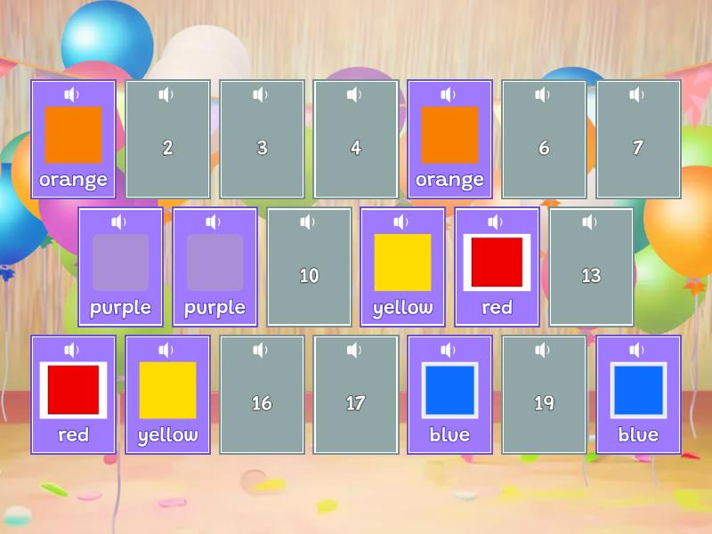 Memory - Colors - Matching pairs