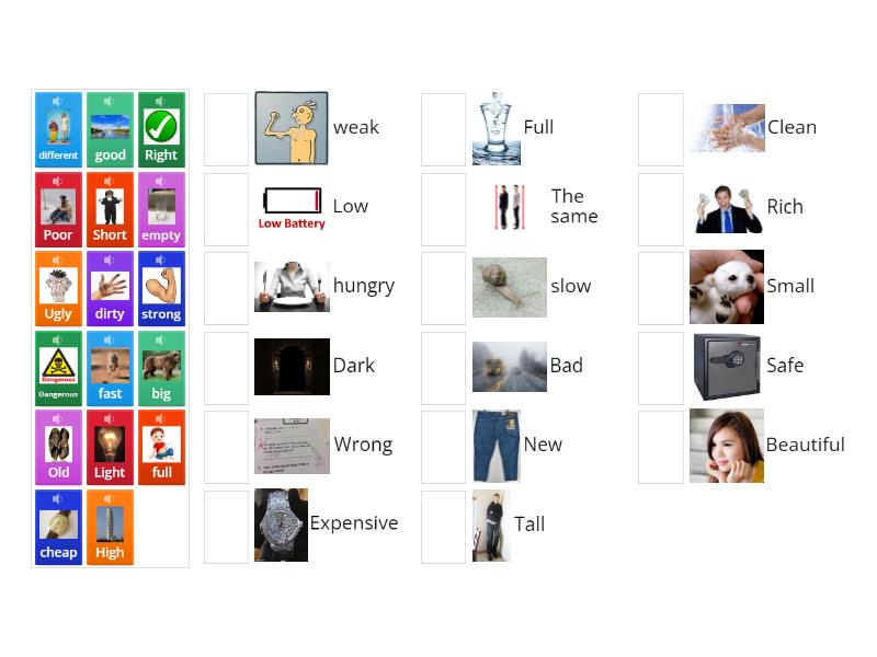 2B opposite adjectives - Match up