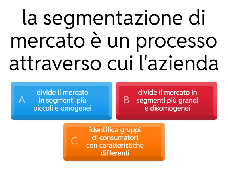 SEGMENTAZIONE NEL MARKETING - Quiz