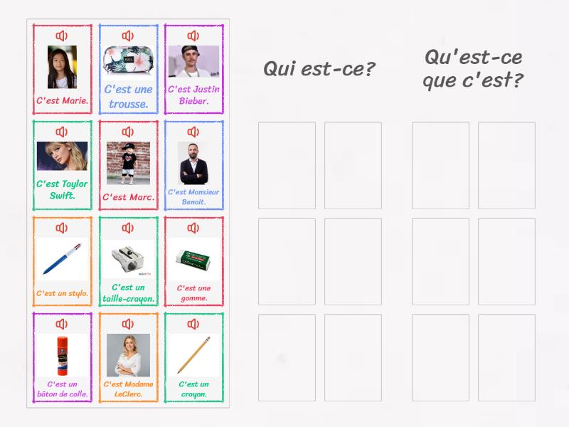 Qui est-ce? / Qu'est-ce que c'est? - Group sort