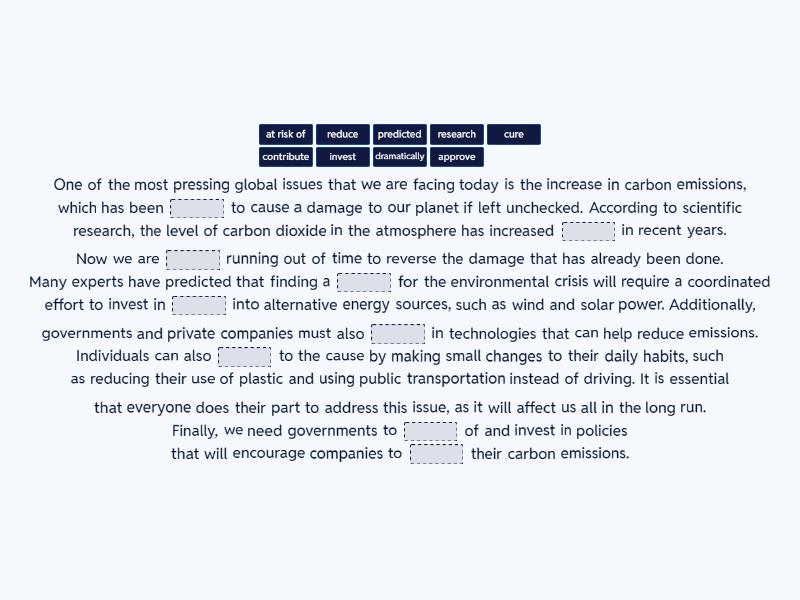 Roadmap B1+ (3B. Big issues) - Complete the sentence