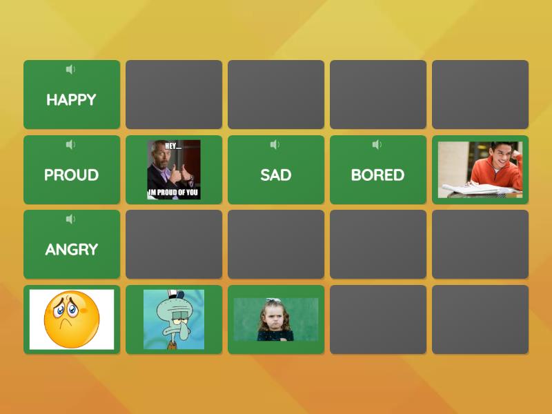 Feelings memory game matching pairs