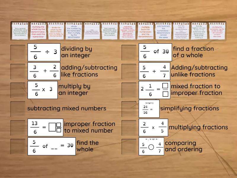 Fraction Methods - Match up