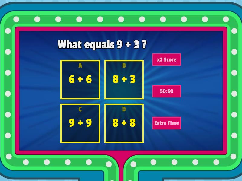 Addition facts gameshow quiz