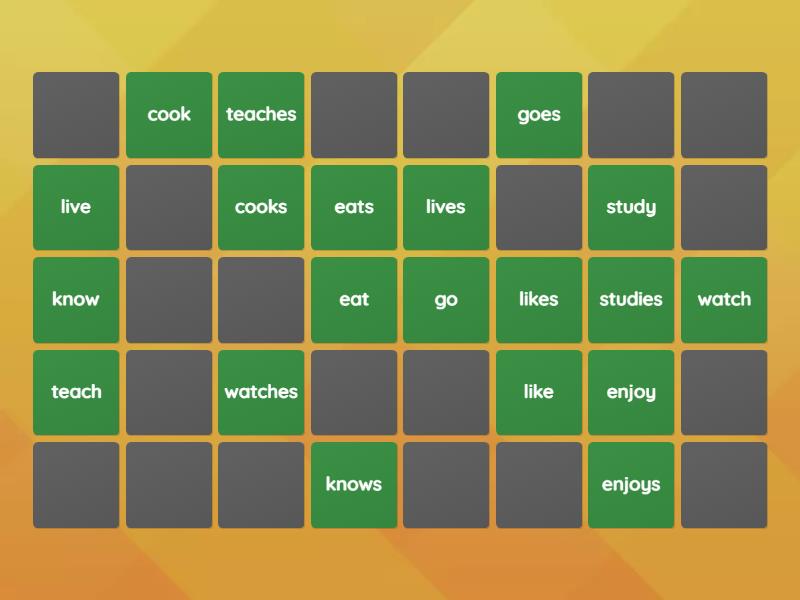 神経衰弱 3単現 - Matching pairs