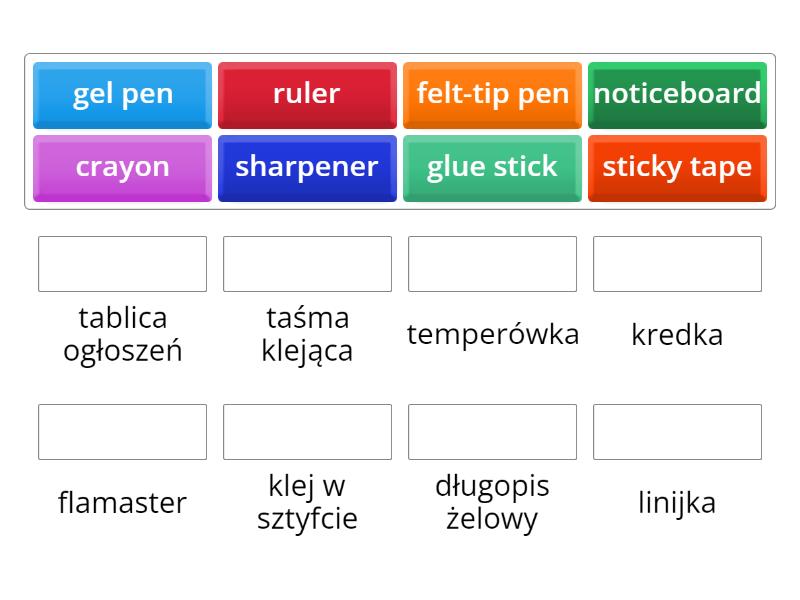 Angielski Sprawdzian 3 Gim Przedmioty W Szkole przedmioty w szkole angielski - Match up