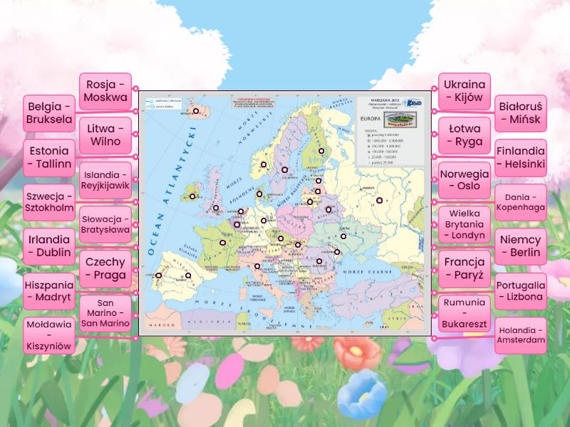 47 Państw Europy I Ich Stolice Kraje Europy i ich stolice / zaznacz na mapie / 24 na 47 państw (łatwa