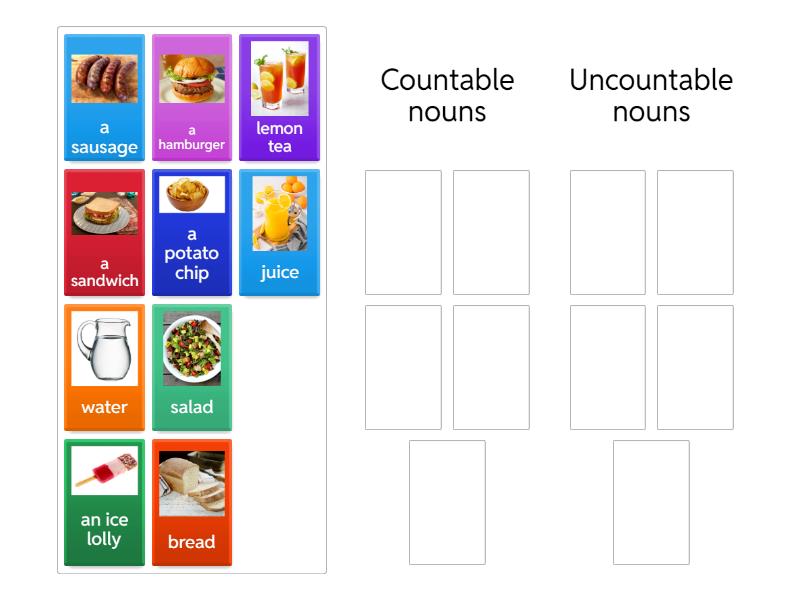 2B Unit 5: Countable and uncountable food nouns - Group sort