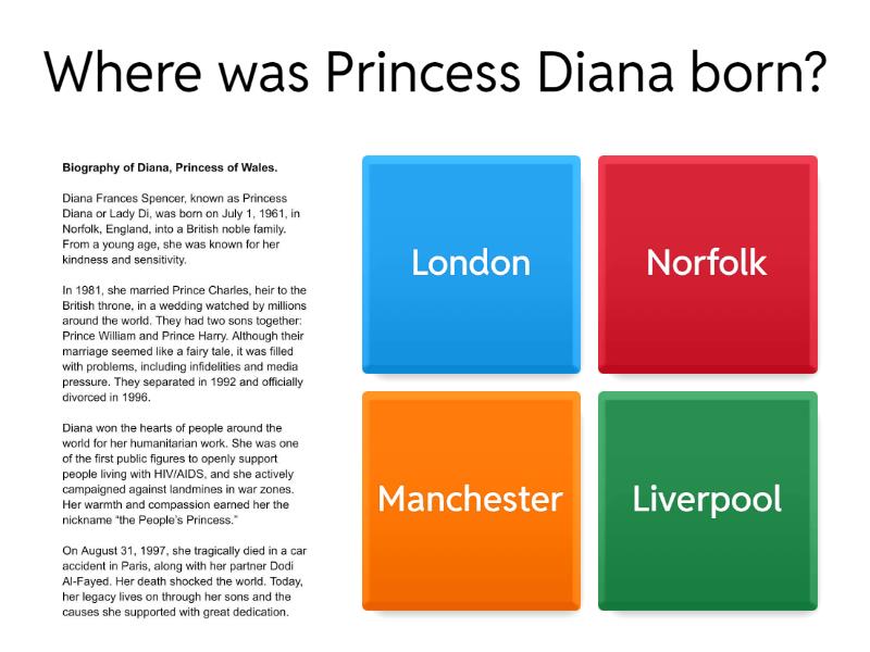 biography of diana princess of wales quiz
