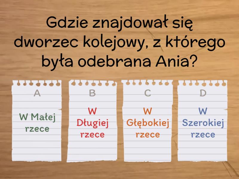 Ania Z Zielonego Wzgorza Quiz Test z lektury "Ania z zielonego wzgórza" - Quiz