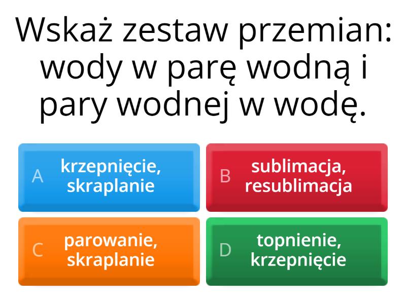 Woda I Roztwory Wodne Quiz powtórzeniowy z ostatnich lekcji "Woda i roztwory wodne" kl.7 - Test